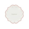 8 ASSIETTES BAPTEME ROSE, BLANC ET OR 18 CM 