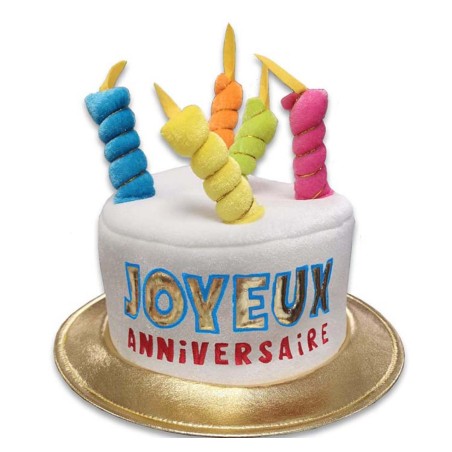 CHAPEAU GATEAU ANNIVERSAIRE AVEC BOUGIES JOYEUX ANNIVERSAIRE