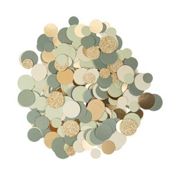 DEGRADE DE CONFETTIS RONDS VERT SAUG ET OR 1.5 A 2.5 CM 14G