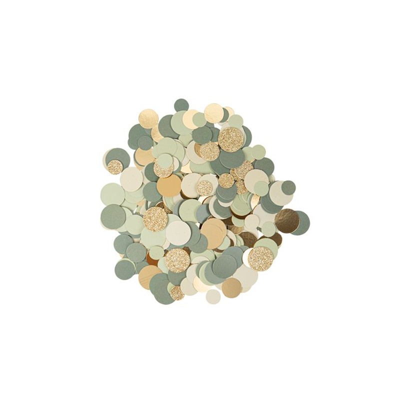 DEGRADE DE CONFETTIS RONDS VERT SAUG ET OR 1.5 A 2.5 CM 14G