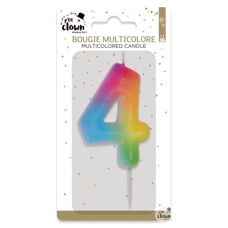 BOUGIE MULTICOLORE CHIFFRE 4 BOUGIE MULTICOLORE CHIFFRE 4
