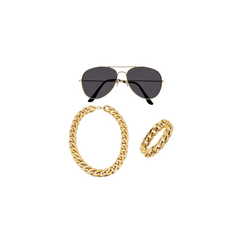SET LUNETTES, BRACELET ET CHAINE EN OR SET LUNETTES, BRACELET ET CHAINE EN OR