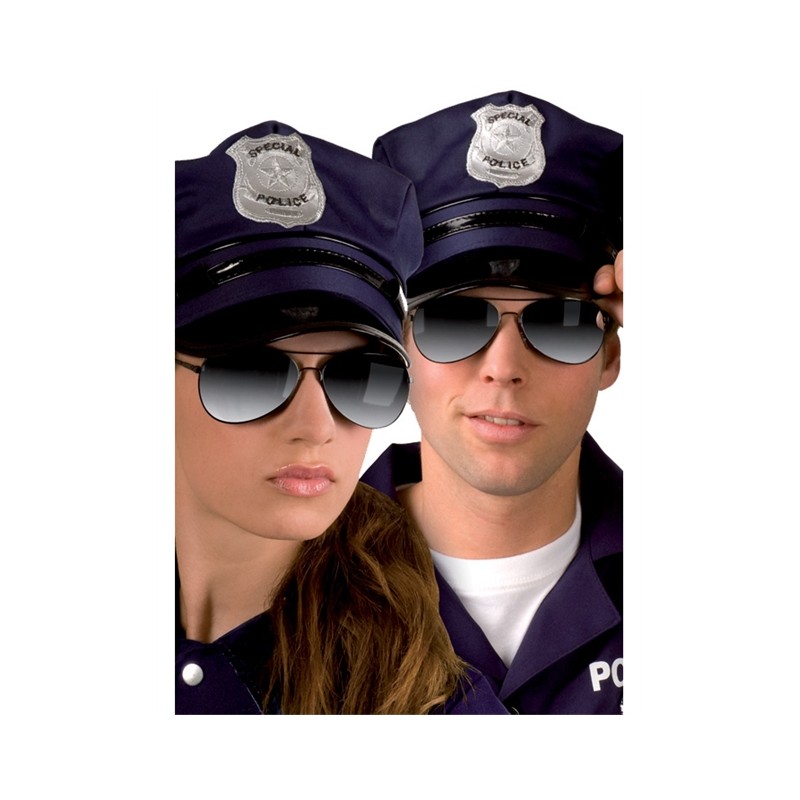 LUNETTES NOIRES  POLICIER AVIATEUR VERRES MIRROIRS