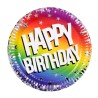 10 ASSIETTES RONDES MULTICOLORES HAPPY BIRTHDAY 18 CM