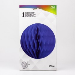 BOULE ALVEOLEE EN PAPIER BLEU ROI 20 CM