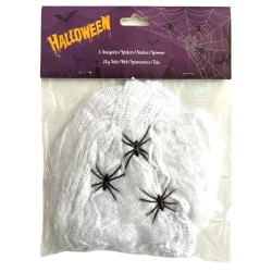 TOILE D'ARAIGNEE BLANCHE 20 GR + 3 ARAIGNEES