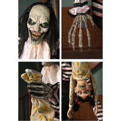 DECORATION HALLOWEEN CLOWN EFFRAYANT NOIR RAYE BLANC TENANT UN ENFANT 213 CM 
