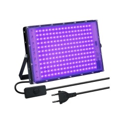 PROJECTEUR 216 LEDS IP 65 LUMIERE NOIRE 150W 31x18 CM AVEC INTERRUPTEUR