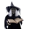 DECORATION HALLOWEEN SORCIERE AVEC LIVRE GRIMOIRE SON  LUMIERE ET ANIME 190 CM