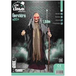 DECORATION HALLOWEEN SORCIERE  SON  LUMIERE ET ANIME 153 CM