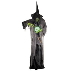 DECORATION HALLOWEEN SORCIERE XXL BOULE DE CRISTAL SON  LUMIERE ET ANIME 305 CM