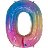 BALLON METALLIQUE CHIFFRE 0 HOLOGRAPHIQUE MULTICOLORE RAINBOW 102 CM  BALLON METALLIQUE CHIFFRE 0 HOLOGRAPHIQUE MULTICOLORE RAINBOW 102 CM