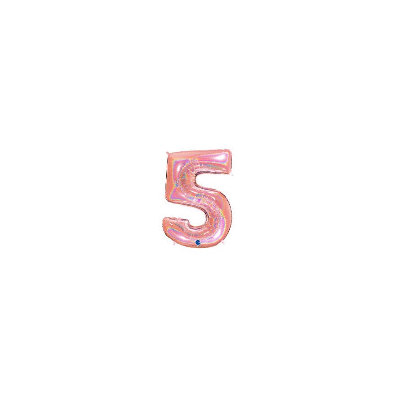 BALLON METALLIQUE CHIFFRE 5 ROSE GOLD HOLOGRAPHIQUE 102CM BALLON METALLIQUE CHIFFRE 5 ROSE GOLD HOLOGRAPHIQUE 102CM