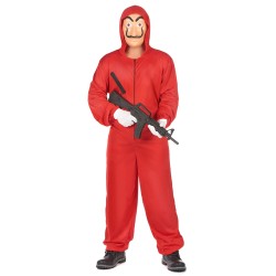 DEGUISEMENT BRAQUEUR OU VOLEUR COMBINAISON ROUGE TAILLE 12/14 ANS OU XS