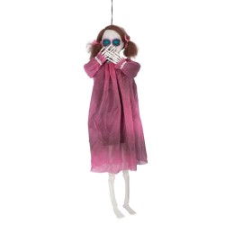 DECORATION HALLOWEEN POUPEE A SUSPENDRE YEUX LUMINEUX