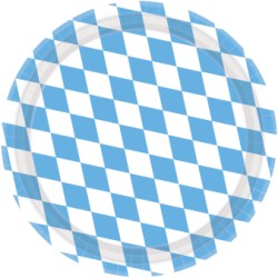 8 ASSIETTES EN PAPIER OKTOBERFEST IMPRIME BLEU ET BLANC 23 CM