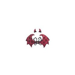SET DIABLE (AILES ET CORNE ) ROUGE ET DENTELLE NOIRE
