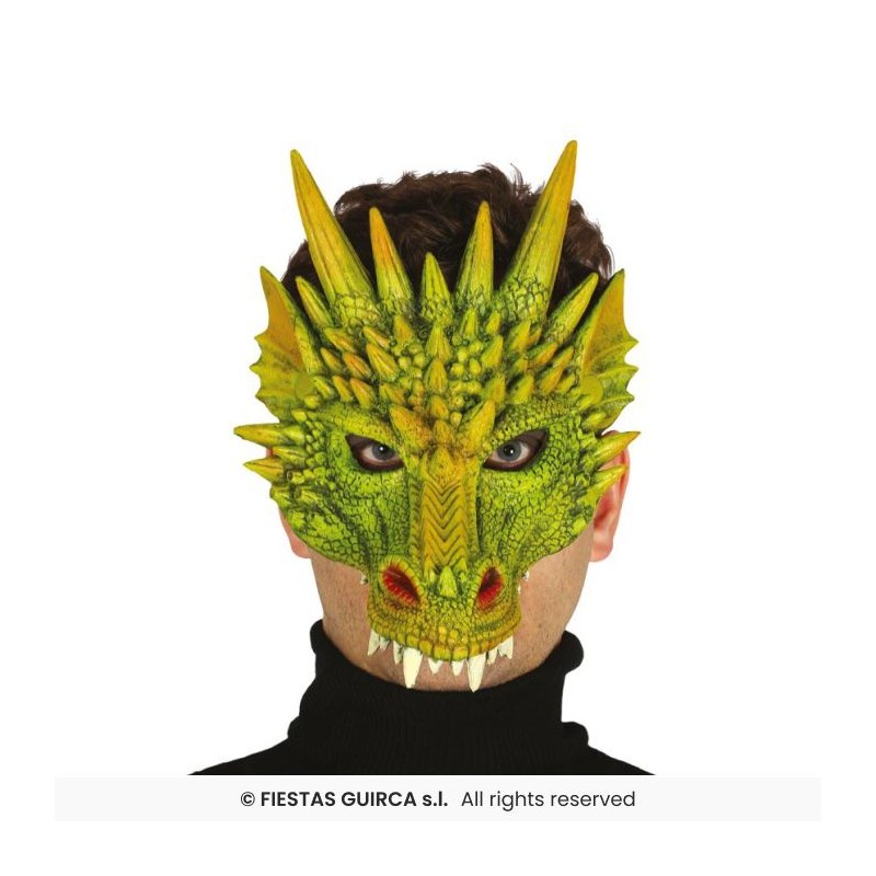 DEMI  MASQUE DRAGON VERT EN MOUSSE