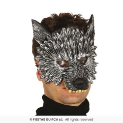 DEMI  MASQUE LOUP GRIS EN MOUSSE