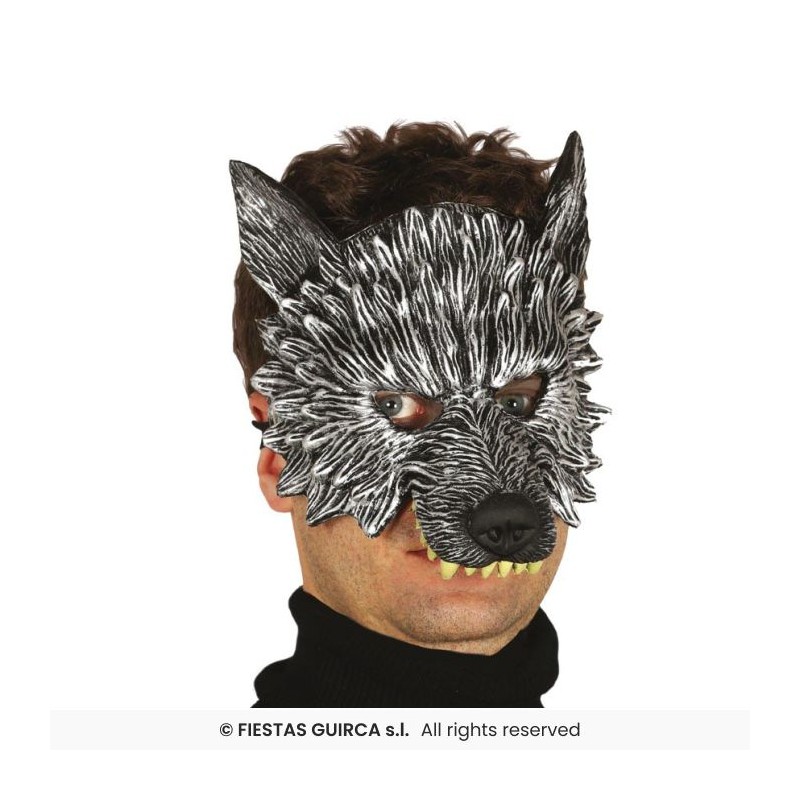 DEMI  MASQUE LOUP GRIS EN MOUSSE