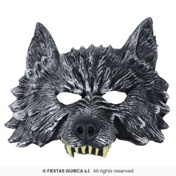 DEMI  MASQUE LOUP GRIS EN MOUSSE