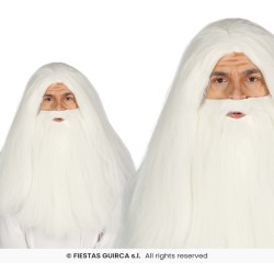 PERRUQUE + BARBE BLANCHE DE MERLIN OU DRUIDE