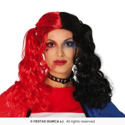 PERRUQUE COUETTES ROUGE ET NOIR HARLEQUINE