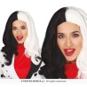 PERRUQUE NOIRE ET BLANCHE FEMME CRUELLE LONGS CHEVEUX LISSES SANS FRANGE PERRUQUE NOIRE ET BLANCHE FEMME CRUELLE LONGS CHEVEUX LISSES SANS FRANGE
