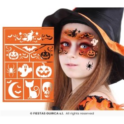 POCHOIR POUR MAQUILLAGE SORCIERE HALLOWEEN 14 X 20 CM 
