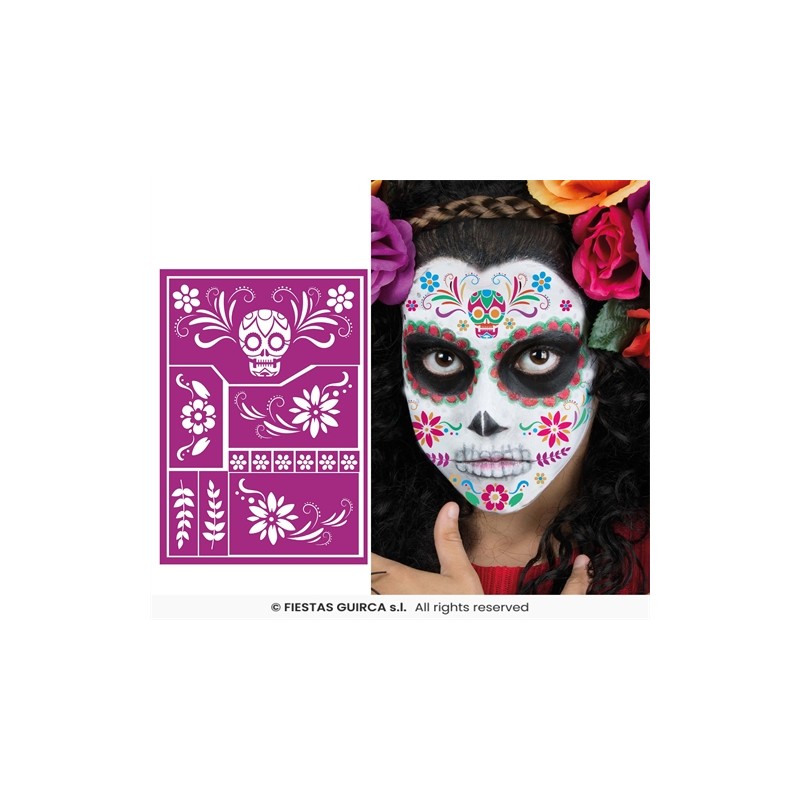 POCHOIR POUR MAQUILLAGE CATRINA HALLOWEEN 14 X 20 CM POCHOIR POUR MAQUILLAGE CATRINA HALLOWEEN 14 X 20 CM