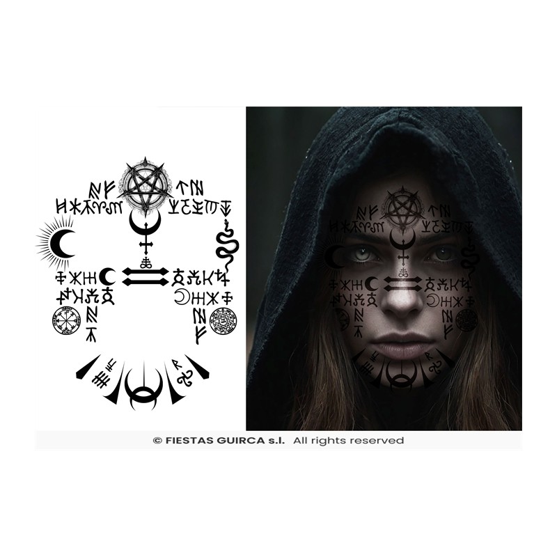 TATOUAGES EPHEMERES DE VISAGE SATANIQUE 30 X 13 CM TATOUAGES EPHEMERES DE VISAGE SATANIQUE 30 X 13 CM
