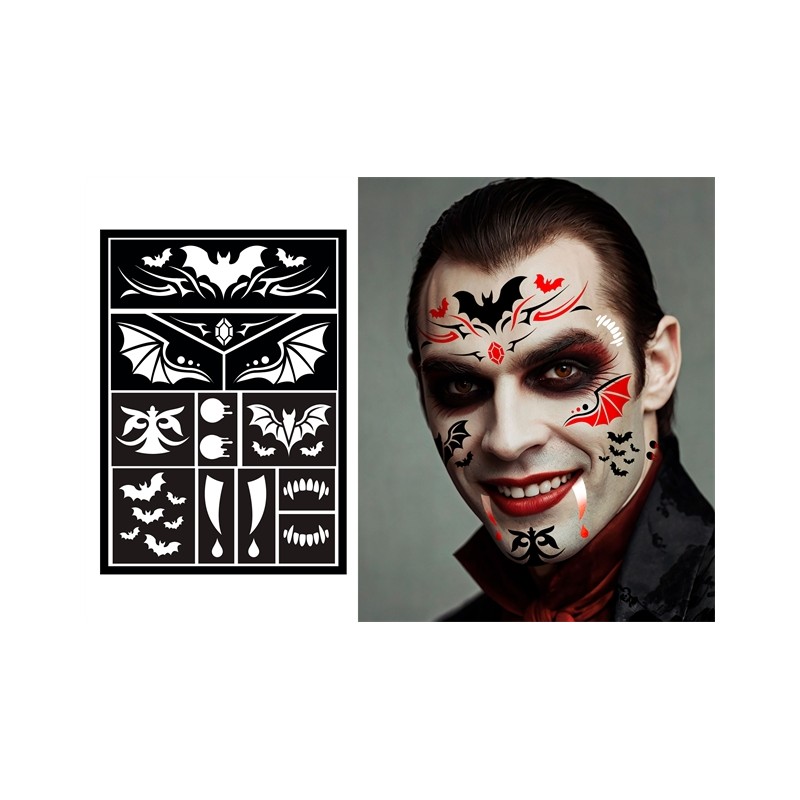 POCHOIR POUR MAQUILLAGE VAMPIRE HALLOWEEN 14 X 20 CM POCHOIR POUR MAQUILLAGE VAMPIRE HALLOWEEN 14 X 20 CM