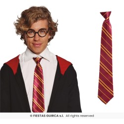 CRAVATE ETUDIANT EN MAGIE OU SORCIER HARRY BORDEAU RAYE JAUNE OR