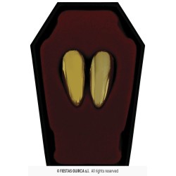 2 DENTS CANINES DE DRACULA OU VAMPIRE COULEUR OR AVEC PATE