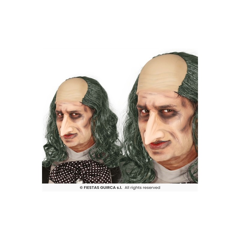 PERRUQUE CRANE CHAUVE CHEVEUX LONGS BOUCLES GRIS PERRUQUE CRANE CHAUVE CHEVEUX LONGS BOUCLES GRIS