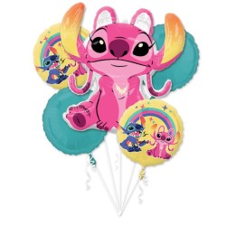 BOUQUET DE 5 BALLONS METALLIQUES STITCH ET ANGEL
