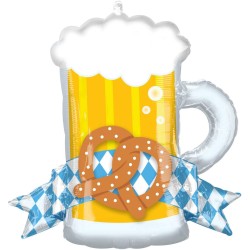 BALLON METALLIQUE  FETE DE LA BIERE 66X63 CM CHOPE DE BIERE + BREZEL