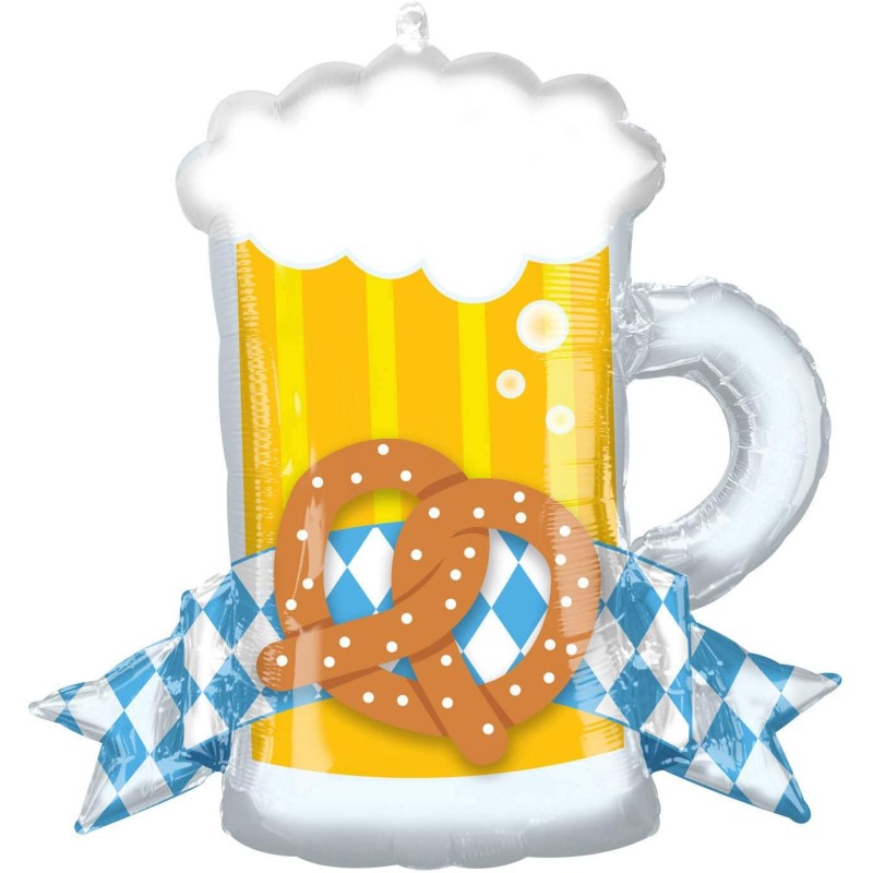 BALLON METALLIQUE FETE DE LA BIERE 66X63 CM CHOPE DE BIERE + BREZEL BALLON METALLIQUE FETE DE LA BIERE 66X63 CM CHOPE DE BIERE + BREZEL