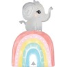 BALLON METALLIQUE BEBE ELEPHANT SUR ARC EN CIEL RAINBOW BABY SHOWER 53 X 76 CM