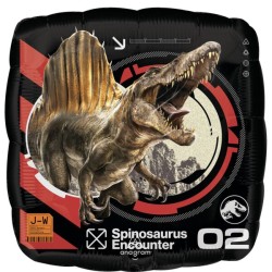 BALLON METALLIQUE CARRE DINAUSAURE JURASSIC WORLD SPINOSAURUS ENCOUNTER 43 CM 