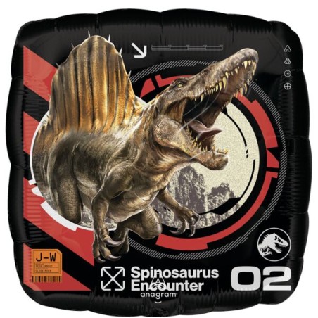BALLON METALLIQUE CARRE DINAUSAURE JURASSIC WORLD SPINOSAURUS ENCOUNTER 43 CM 
