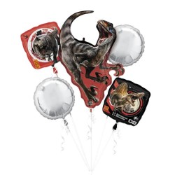 BOUQUET 5 BALLONS METALLIQUES DINAUSAURE JURASSIC WORLD SPINOSAURUS 