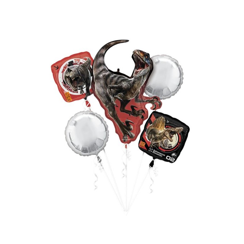 BOUQUET 5 BALLONS METALLIQUES DINAUSAURE JURASSIC WORLD SPINOSAURUS BOUQUET 5 BALLONS METALLIQUES DINAUSAURE JURASSIC WORLD SPINOSAURUS
