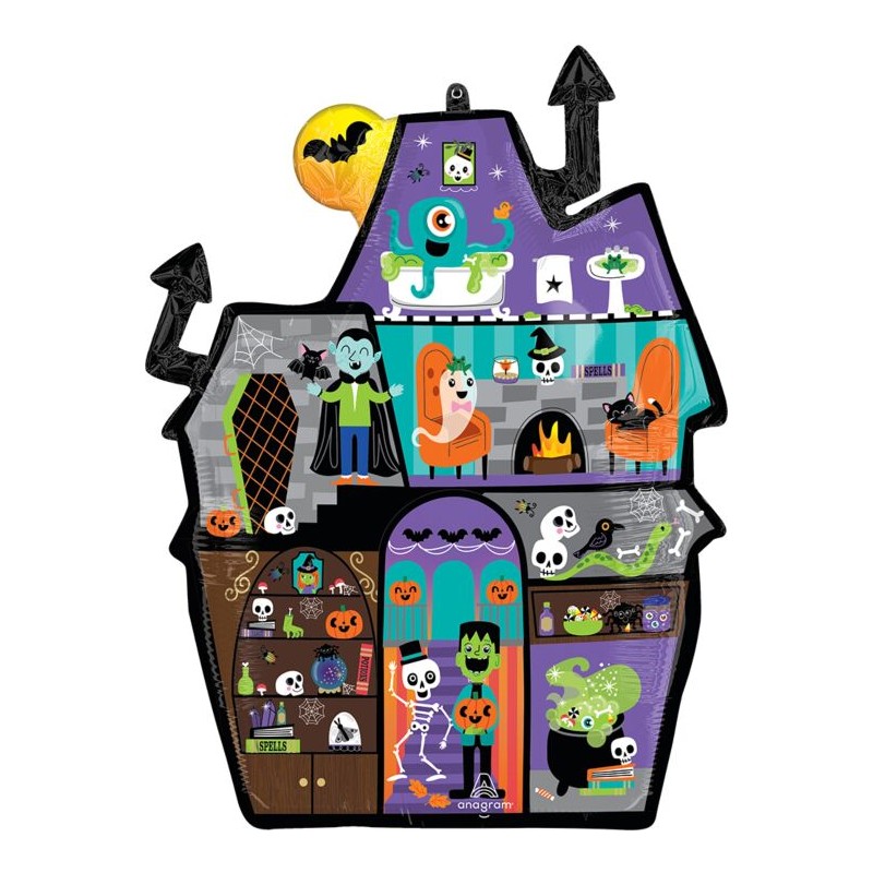 BALLON METALLIQUE MAISON OU MANOIR HANTE HALLOWEEN 53 X 68 CM BALLON METALLIQUE MAISON OU MANOIR HANTE HALLOWEEN 53 X 68 CM