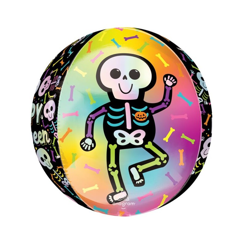 BALLON METALLIQUE ORBZ SQUELETTE DIA DE LOS MUERTOS COLORE HALLOWEEN 40 X 38 CM