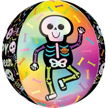 BALLON METALLIQUE ORBZ SQUELETTE DIA DE LOS MUERTOS COLORE HALLOWEEN 40 X 38 CM