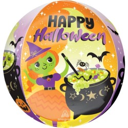 BALLON METALLIQUE ORBZ SORCIERE AVEC CHAUDRON COLORE HALLOWEEN 40 X 38 CM