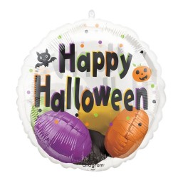 BALLON METALLIQUE TRANSPARENT AVEC PETITS BALLONS A L'INTERIEUR  HALLOWEEN 50 CM