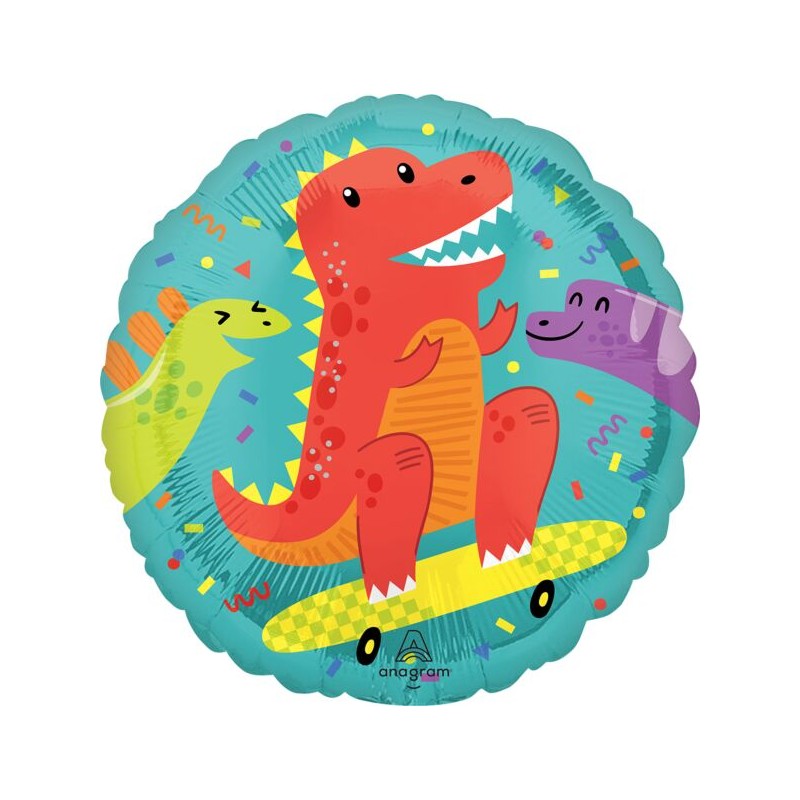 BALLON METALLIQUE DINOSAURE T-REX RIGOLO ROUGE ORANGE ROND 43 CM BALLON METALLIQUE DINOSAURE T-REX RIGOLO ROUGE ORANGE ROND 43 CM