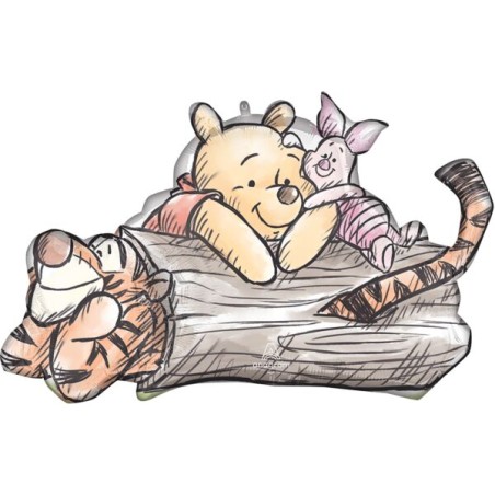BALLON METALLIQUE  WINNIE THE POOH TIGROU ET PORCINET 78 X 48 CM